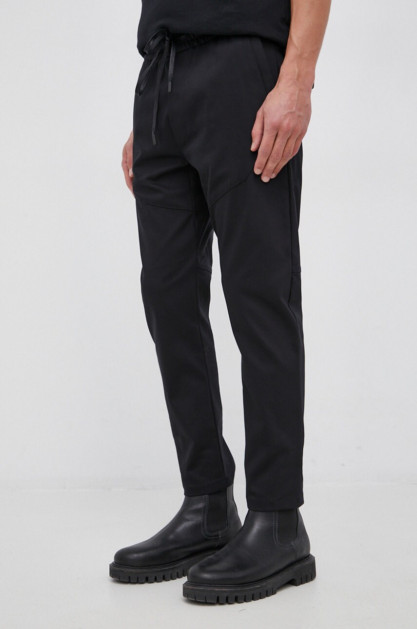 Drykorn pantaloni soken bărbați, culoarea negru, model drept
