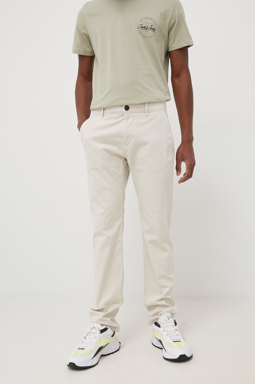 Tom tailor pantaloni barbati, culoarea bej, drept