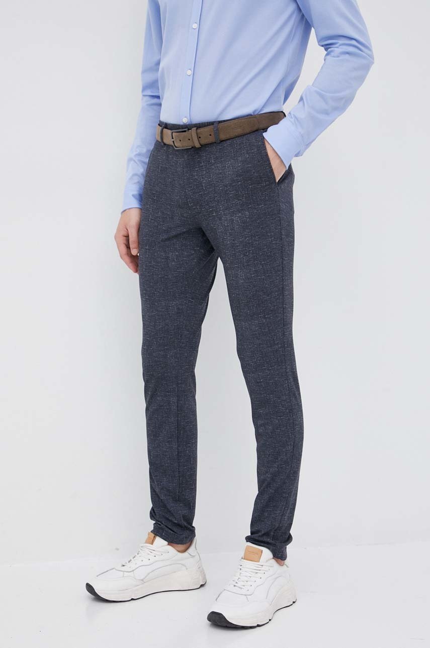 

Панталони Tommy Hilfiger Bleecker мъжки в сиво с кройка по тялото, Сив
