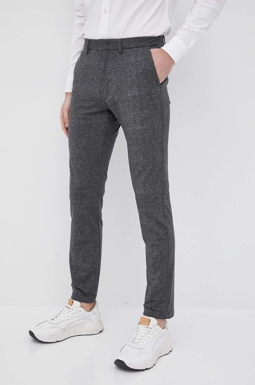 

Панталони Tommy Hilfiger Bleecker мъжки в сиво с кройка по тялото, Сив