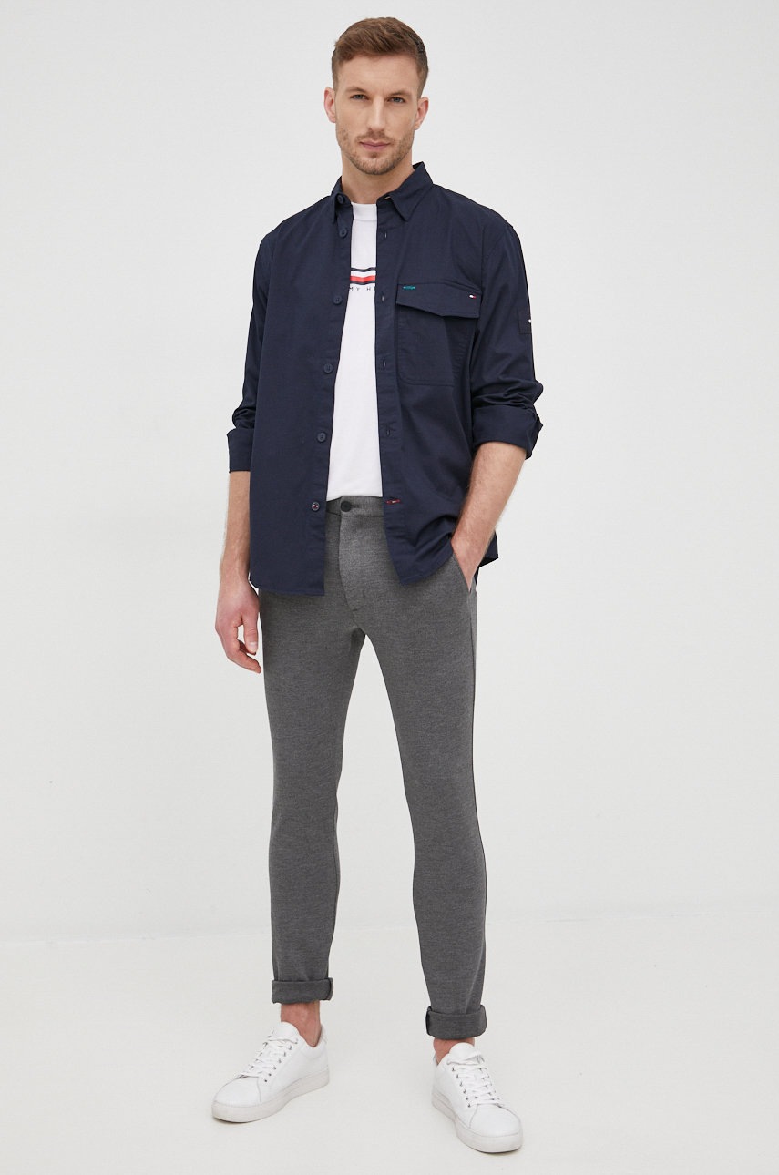

Брюки Tommy Hilfiger Bleecker мужские цвет серый фасон chinos