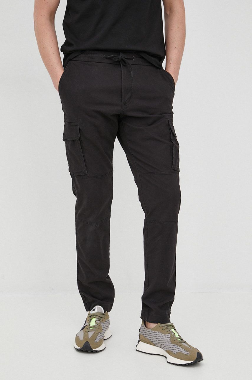 s.Oliver spodnie męskie kolor czarny w fasonie cargo