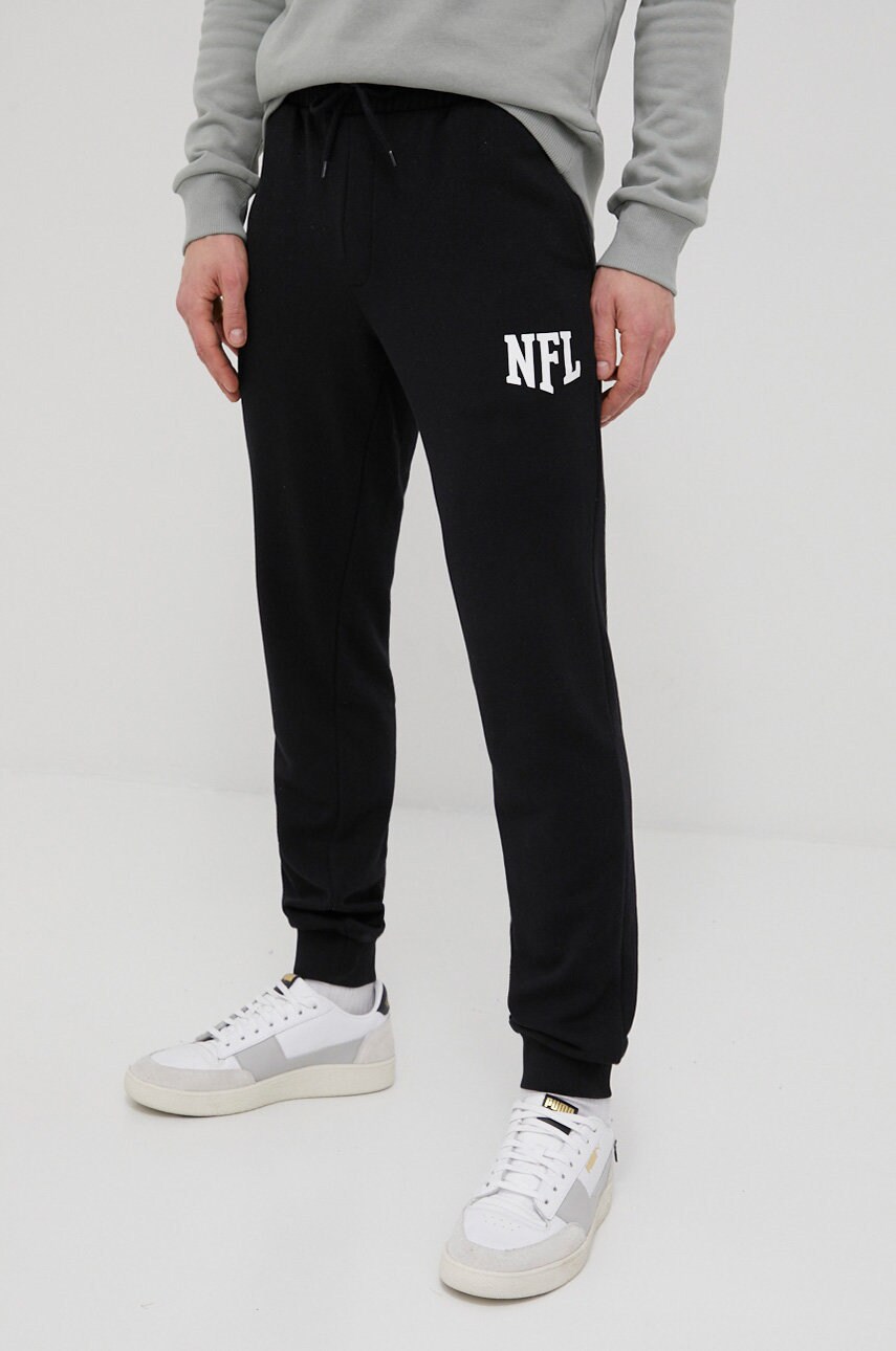 Jack & jones pantaloni barbati, culoarea negru, cu imprimeu