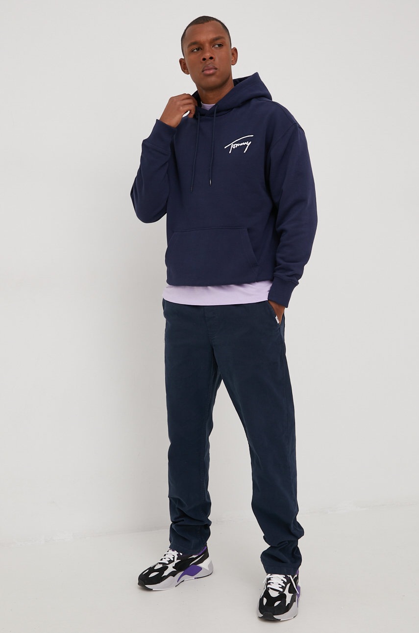 

Брюки Tommy Jeans Ethan мужские цвет синий прямые