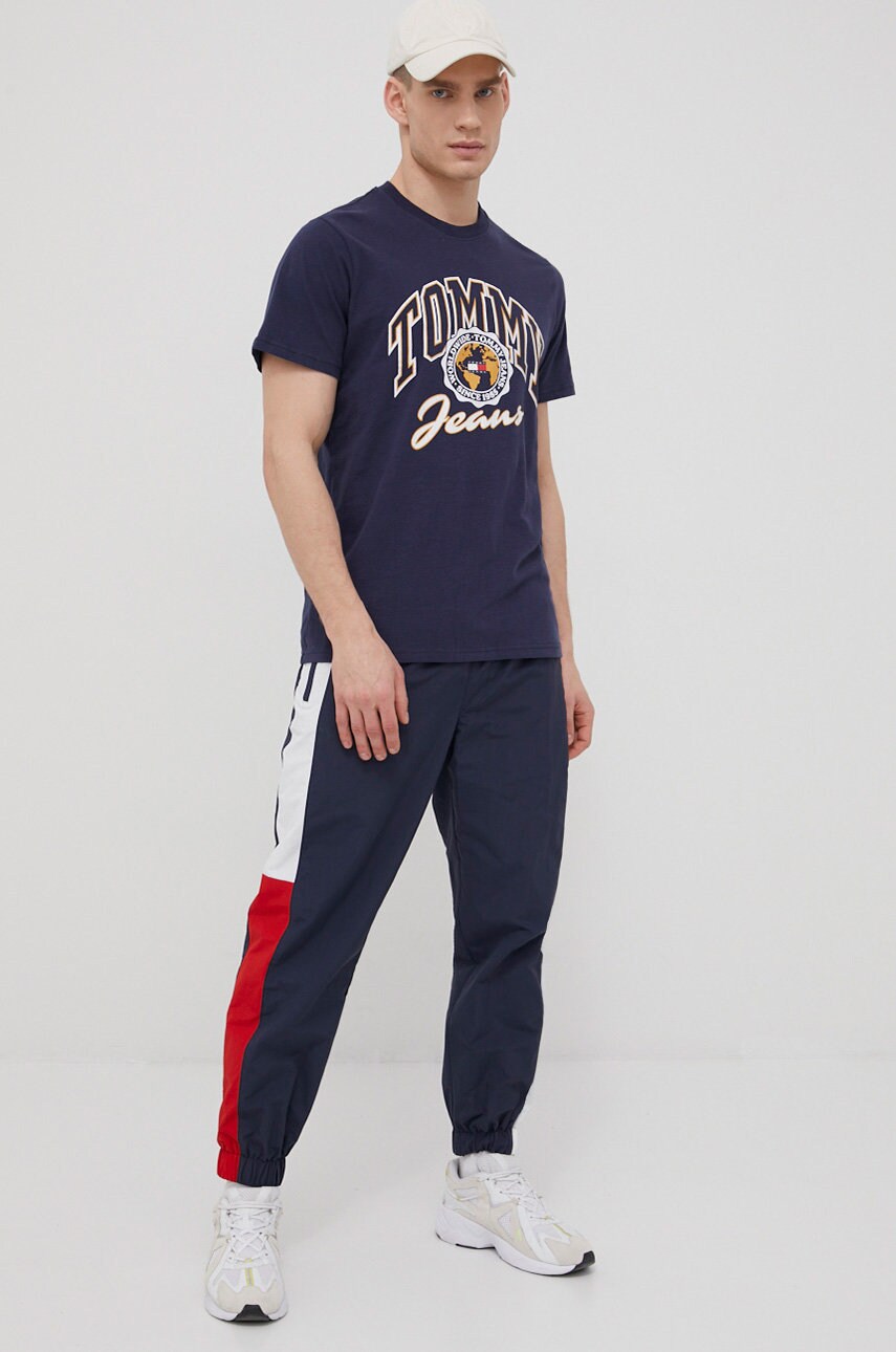 Tommy jeans pantaloni barbati, culoarea albastru marin, modelator