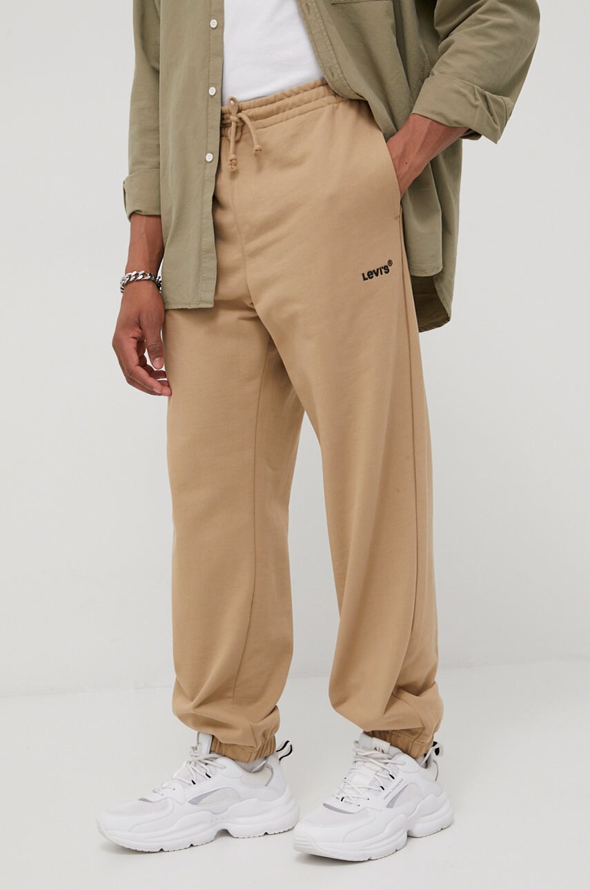 Levi's pantaloni barbati, culoarea bej, neted