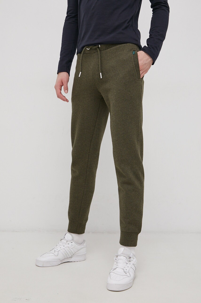 Superdry pantaloni bărbați, culoarea bej, material neted