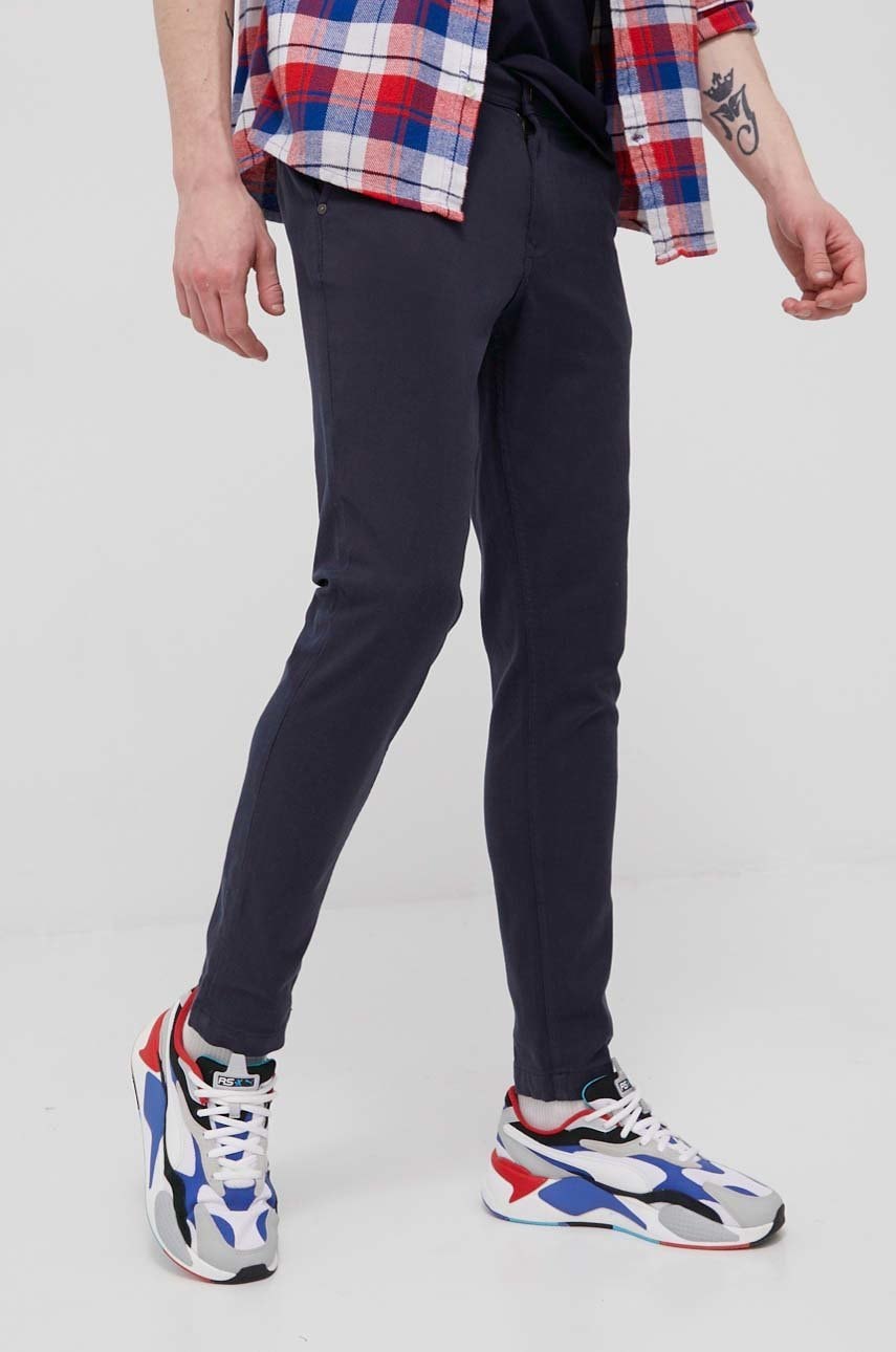 Produkt by jack & jones pantaloni barbati, culoarea albastru marin, drept