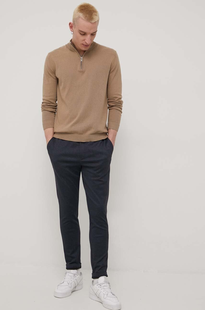 Produkt by jack & jones pantaloni barbati, culoarea albastru marin, mulata