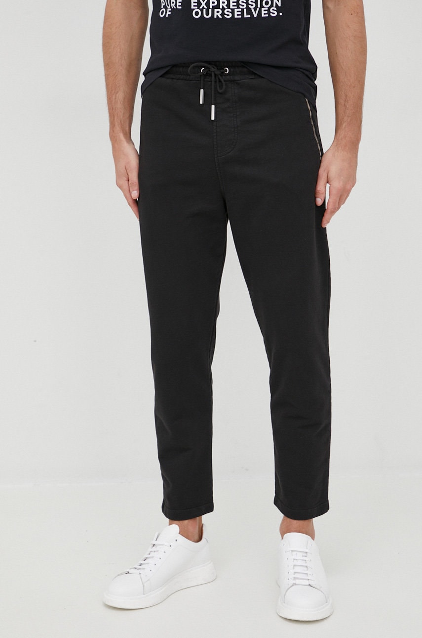 Young poets society pantaloni de bumbac barbati, culoarea negru, neted