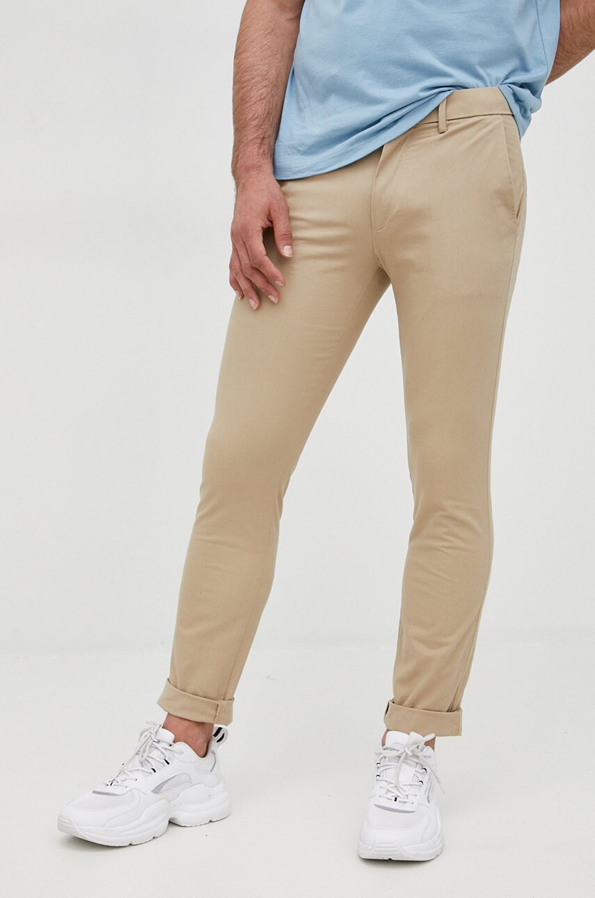 Gap pantaloni barbati, culoarea bej, mulata