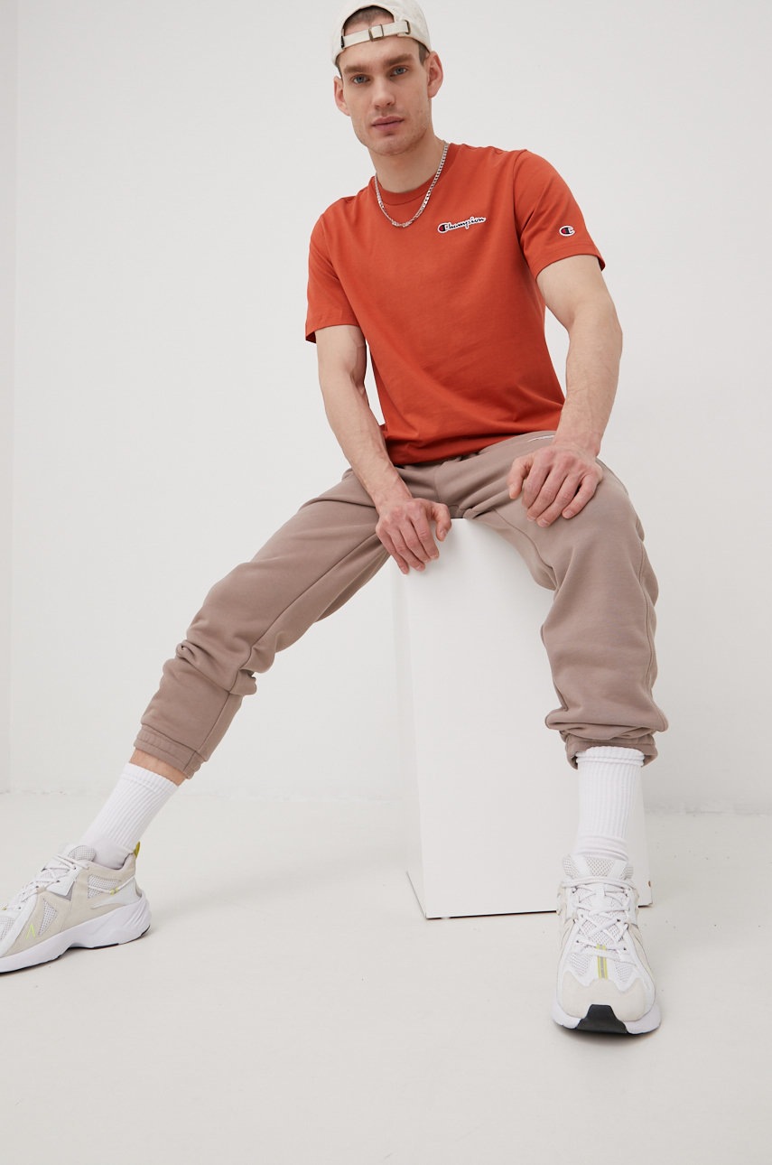 

Хлопковые спортивные штаны adidas Originals мужские цвет бежевый однотонные