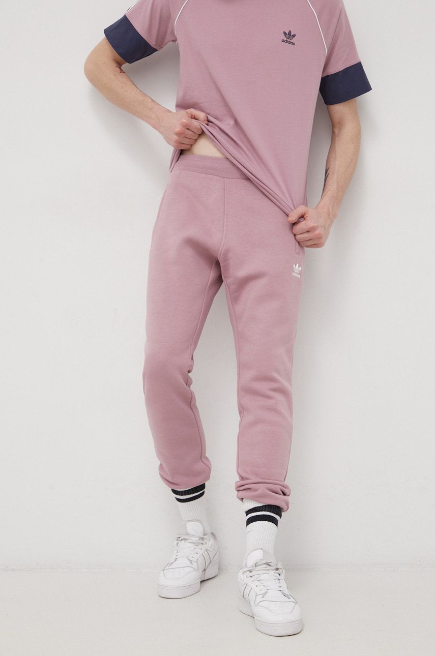 Adidas Originals Spodnie Adicolor męskie kolor różowy gładkie