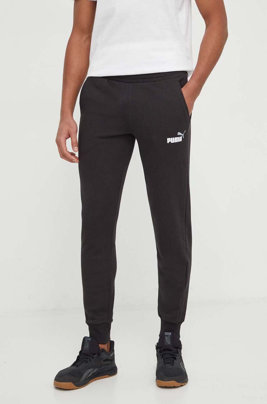 Puma pantaloni bărbați, culoarea negru, uni 395388