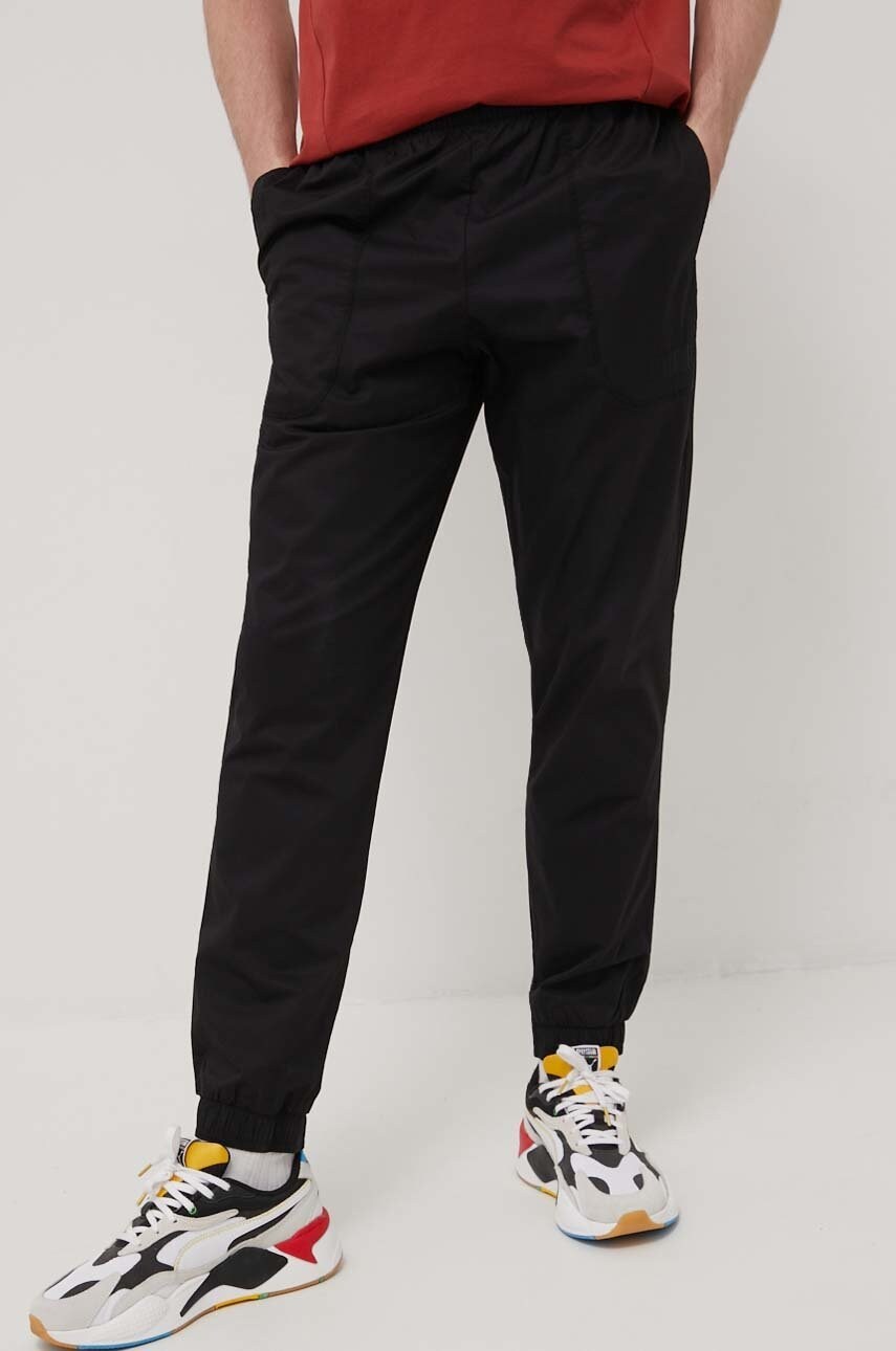 Puma pantaloni de bumbac barbati, culoarea negru, jogger