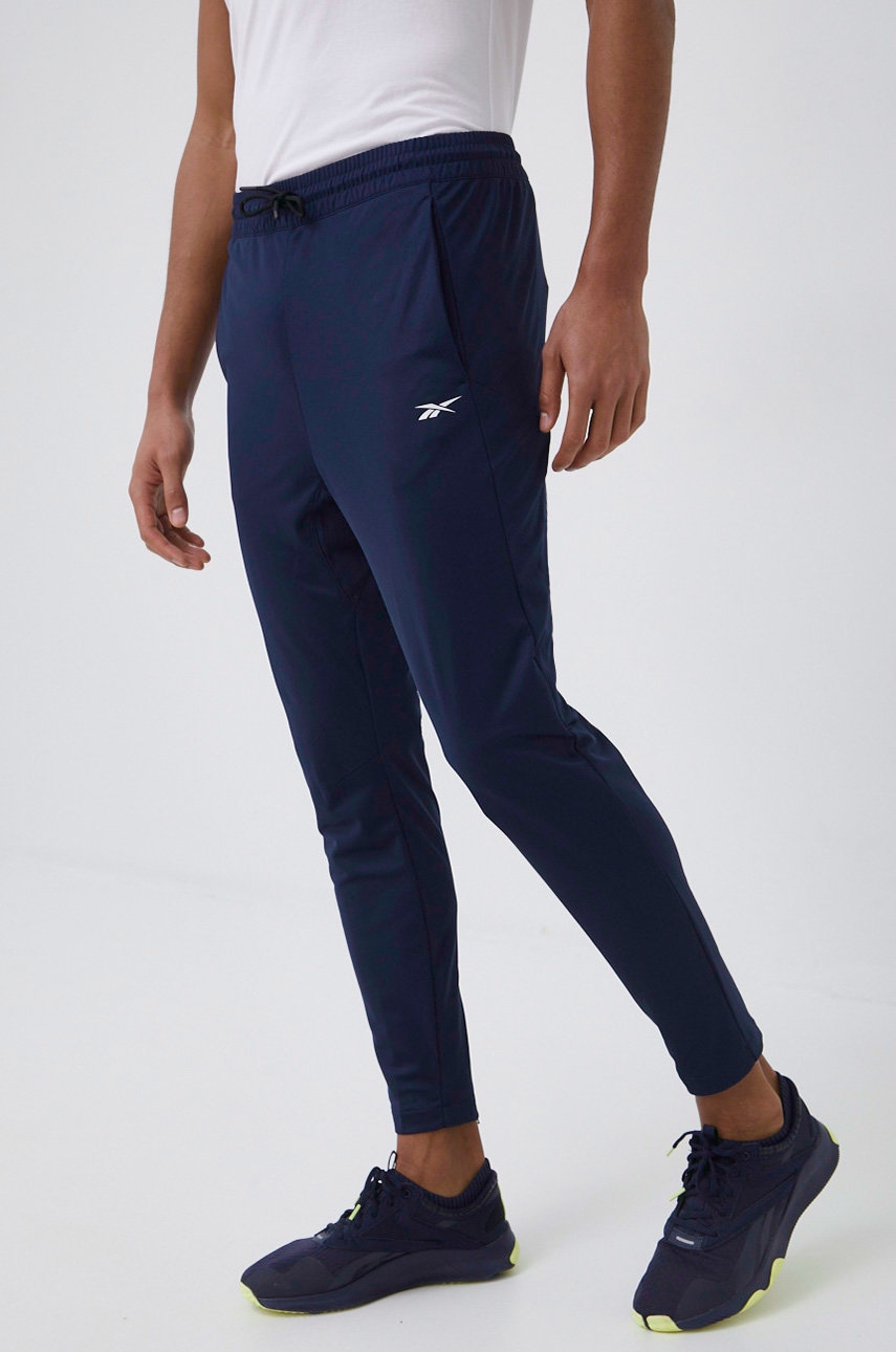 Reebok Pantaloni De Trening Barbati, Culoarea Albastru Marin, Neted