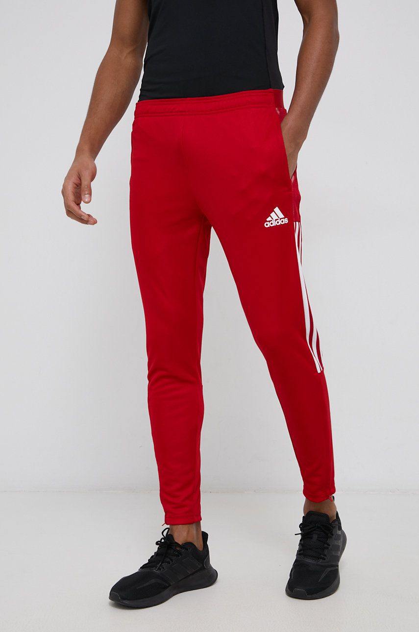 Tréninkové kalhoty adidas Performance GJ9869 pánské, červená barva, hladké - červená -  100% Po