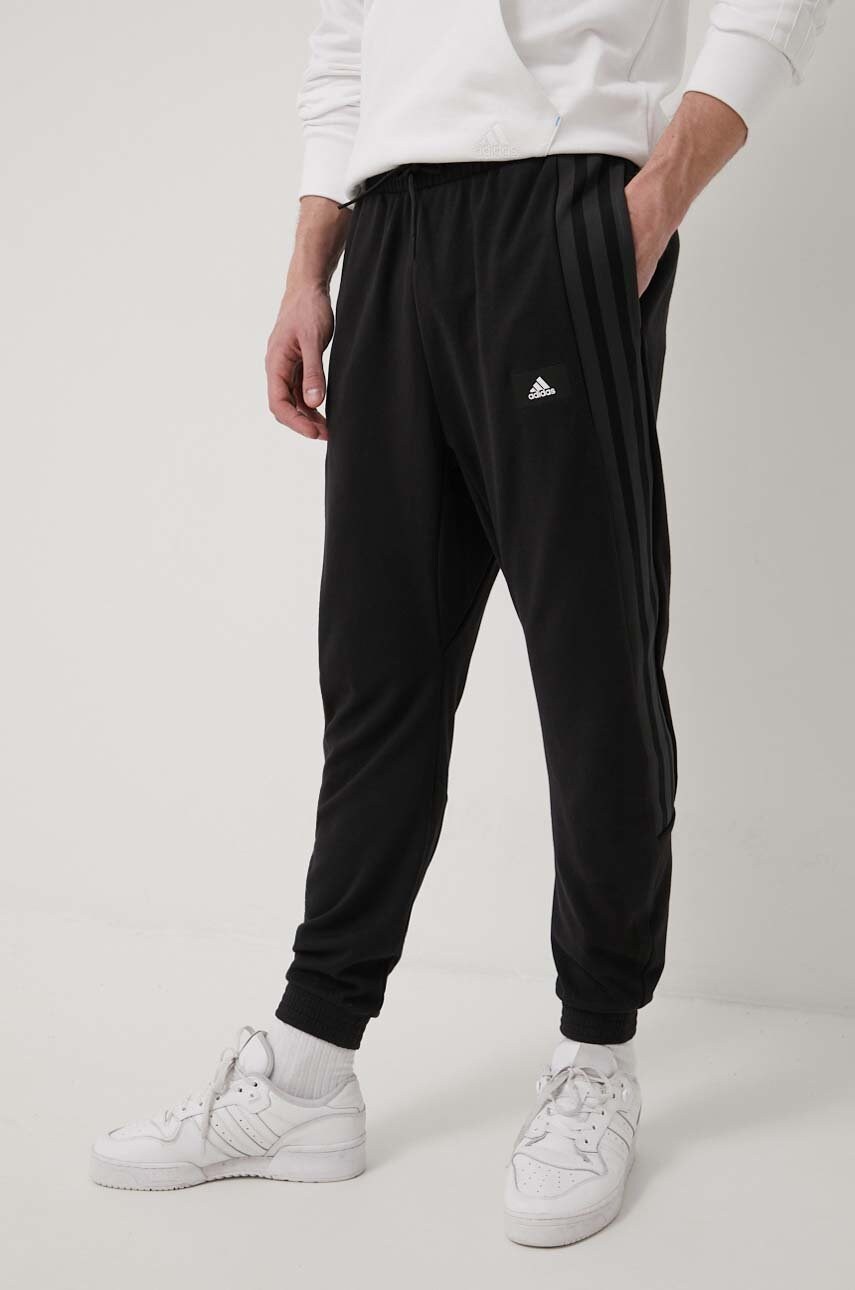 Adidas performance pantaloni he2265 barbati, culoarea negru, cu imprimeu