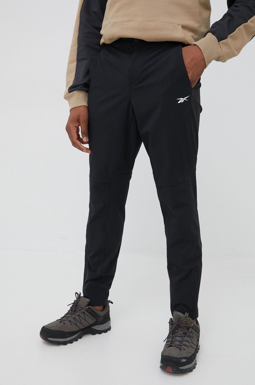 Reebok pantaloni de antrenament United By Fitness Athlete GT3220 barbati, culoarea negru, neted