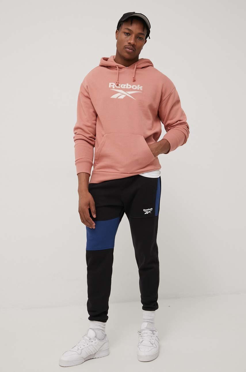 

Штани Reebok HG3191 чоловічі колір чорний однотонні