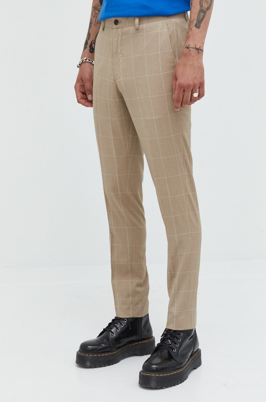 Premium by jack&jones pantaloni barbati, culoarea bej, cu fason chinos