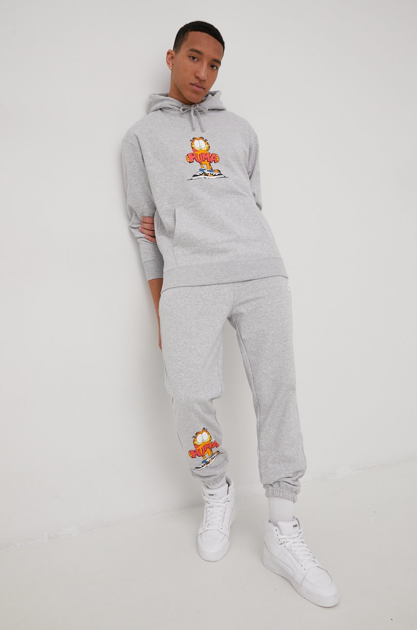 

Хлопковые спортивные штаны Puma Puma X Garfield 534436 мужские цвет серый с принтом