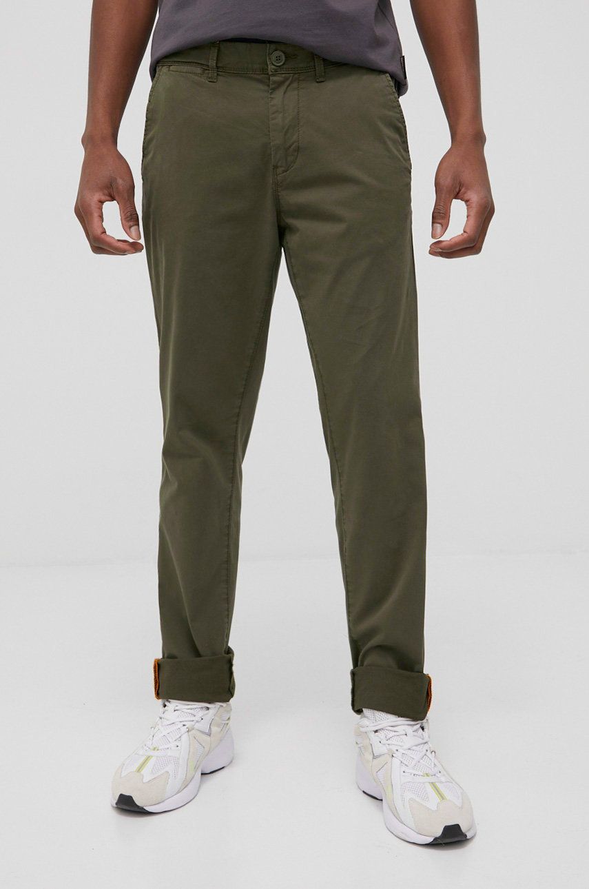 Napapijri pantaloni barbati, culoarea verde, drept ANSWEAR