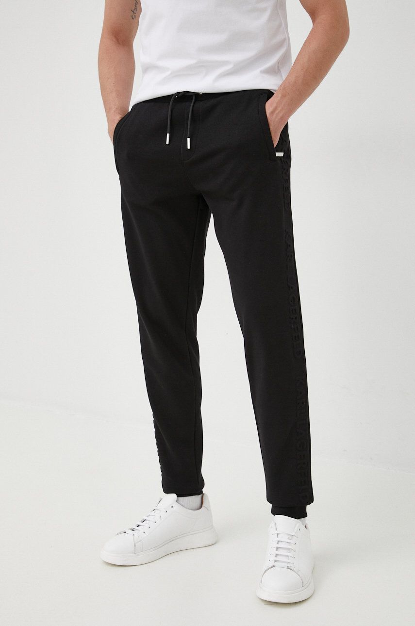 Karl Lagerfeld spodnie dresowe męskie kolor czarny gładkie