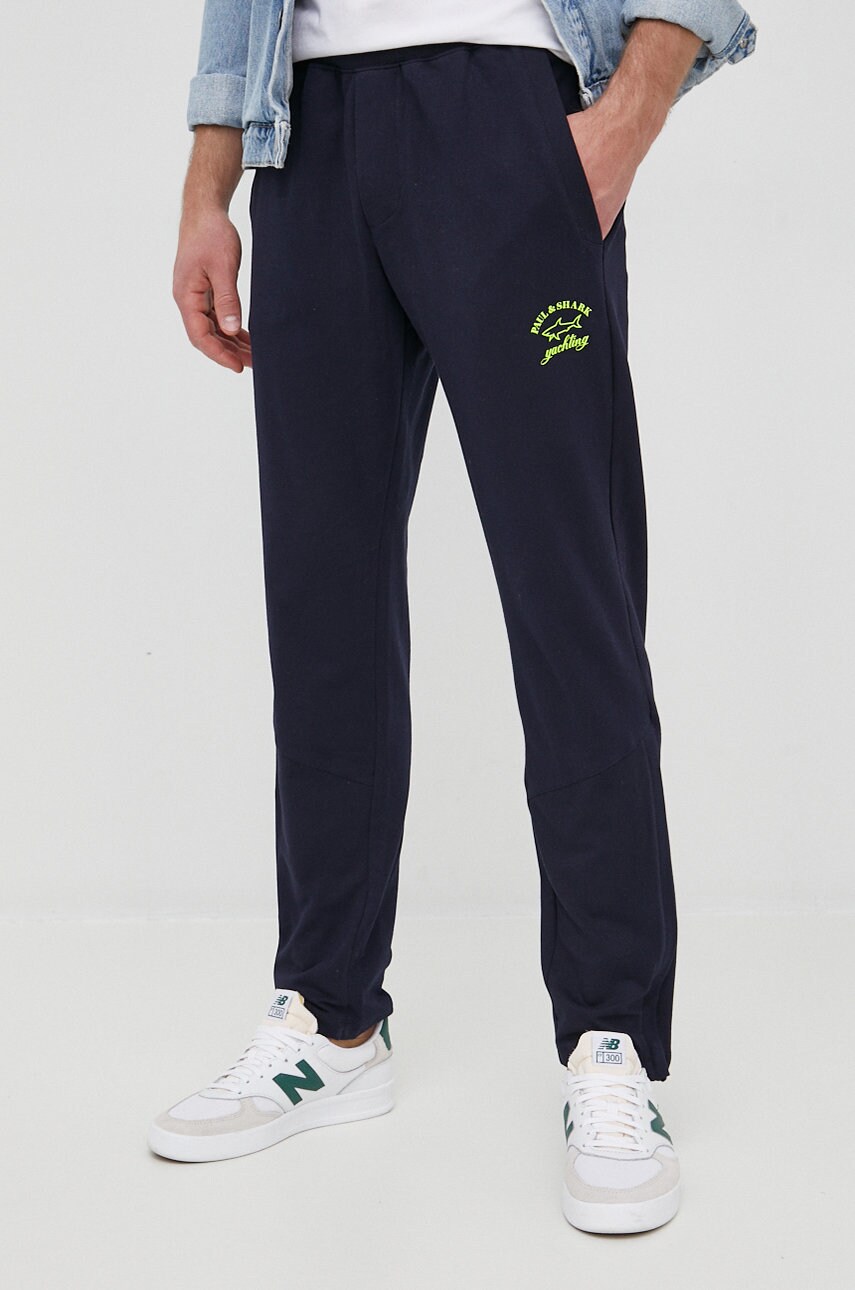 Paul&shark pantaloni de trening barbati, culoarea albastru marin, cu imprimeu