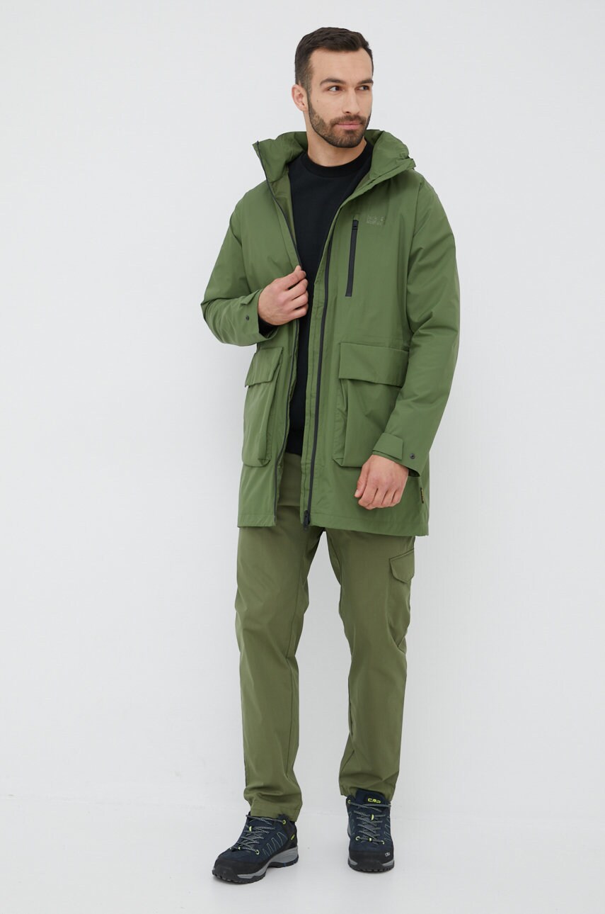

Штани outdoor Jack Wolfskin Lakeside Trip чоловічі колір зелений прямі