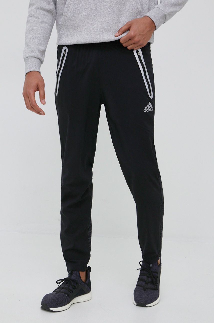 adidas Performance pantaloni de alergare Fast H58574 barbati, culoarea negru, mulata adidas Performance
