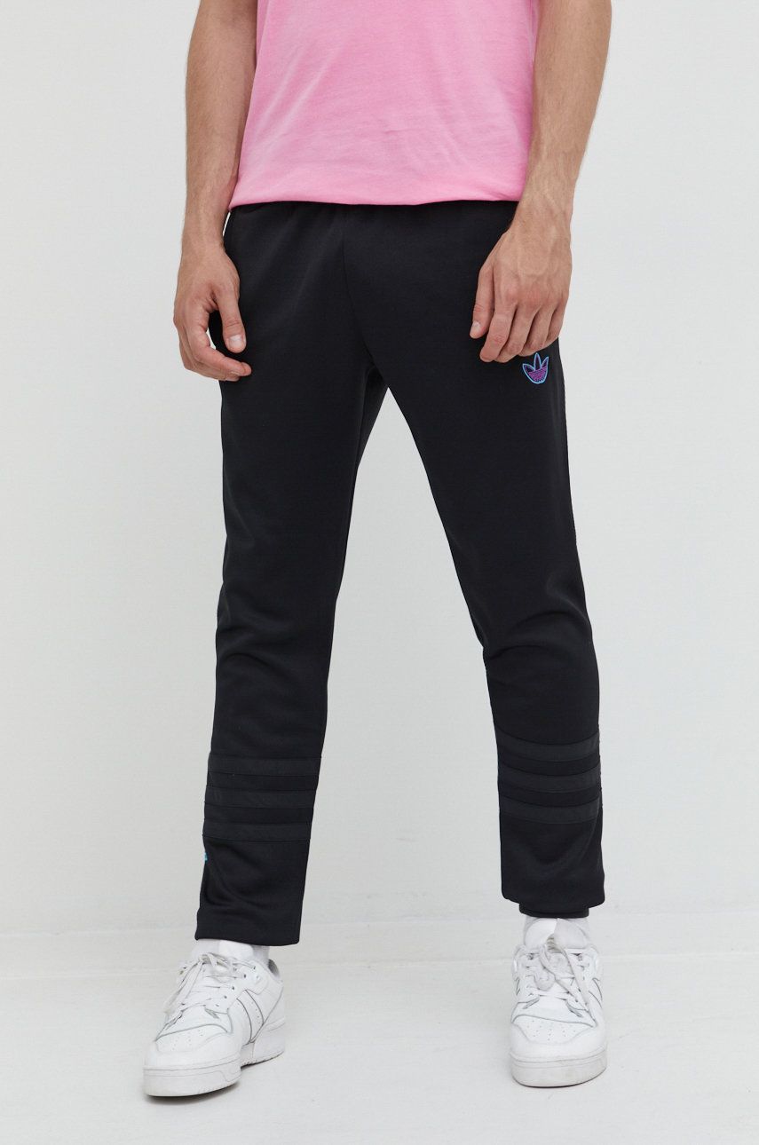 adidas Originals pantaloni de trening barbati, culoarea negru, neted