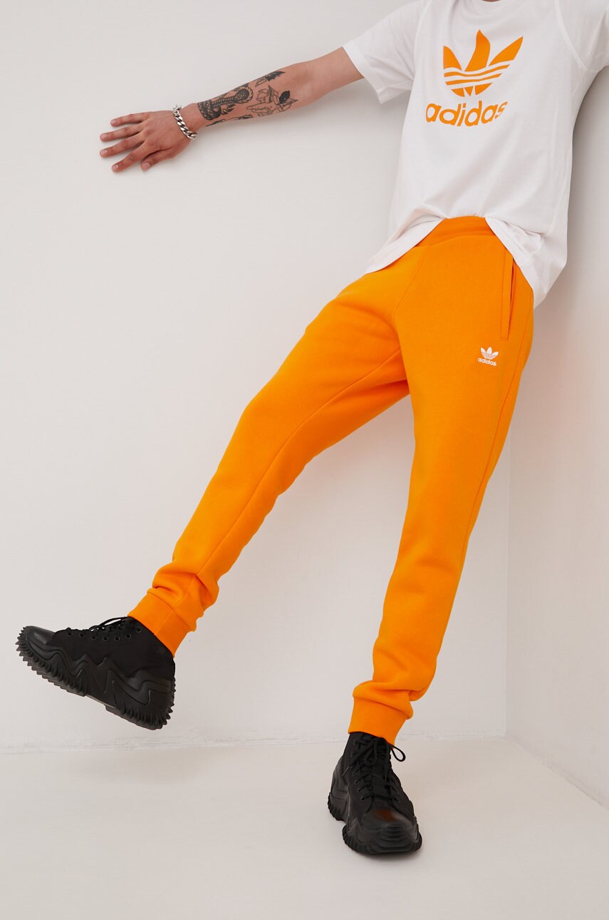 Adidas originals pantaloni de trening hg3902 barbati, culoarea portocaliu, neted