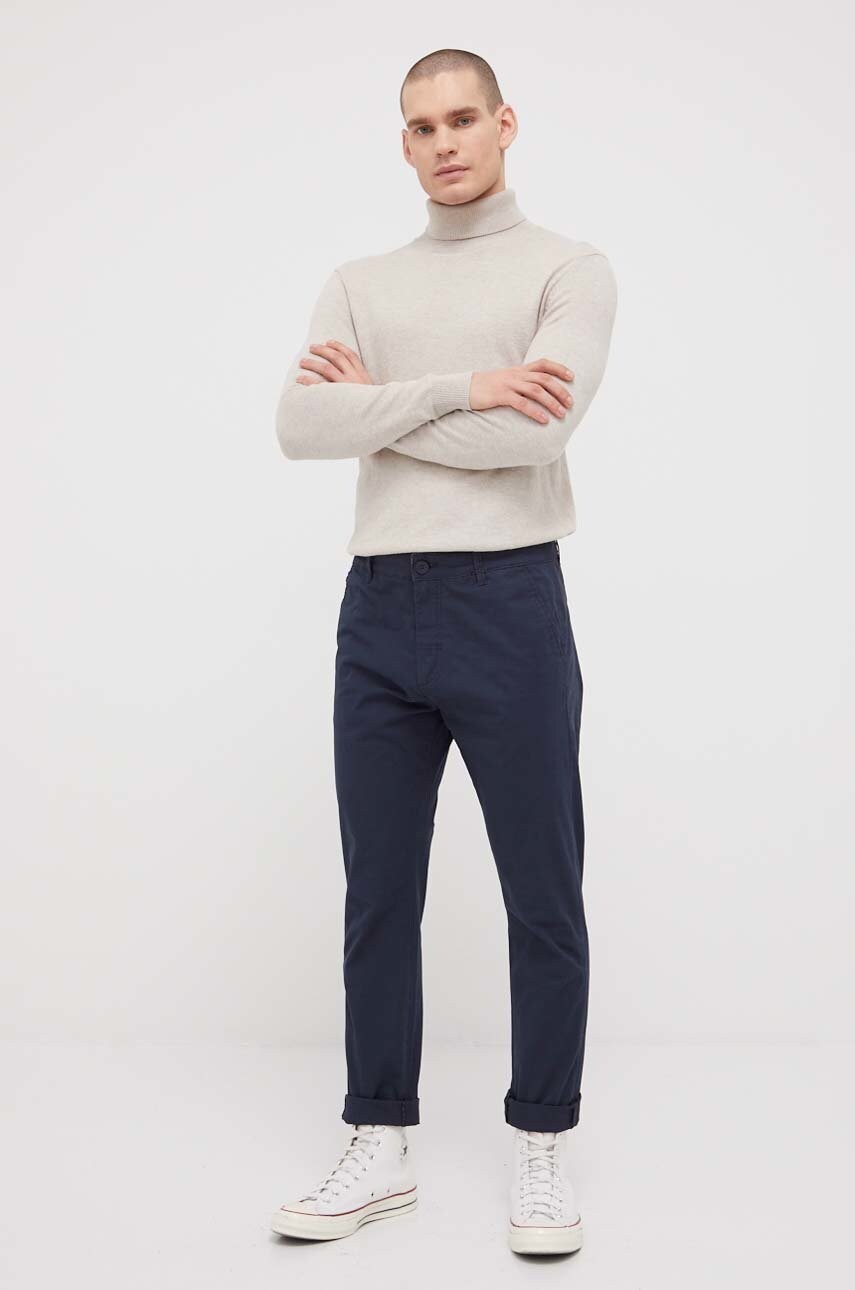 Solid pantaloni barbati, culoarea albastru marin, drept