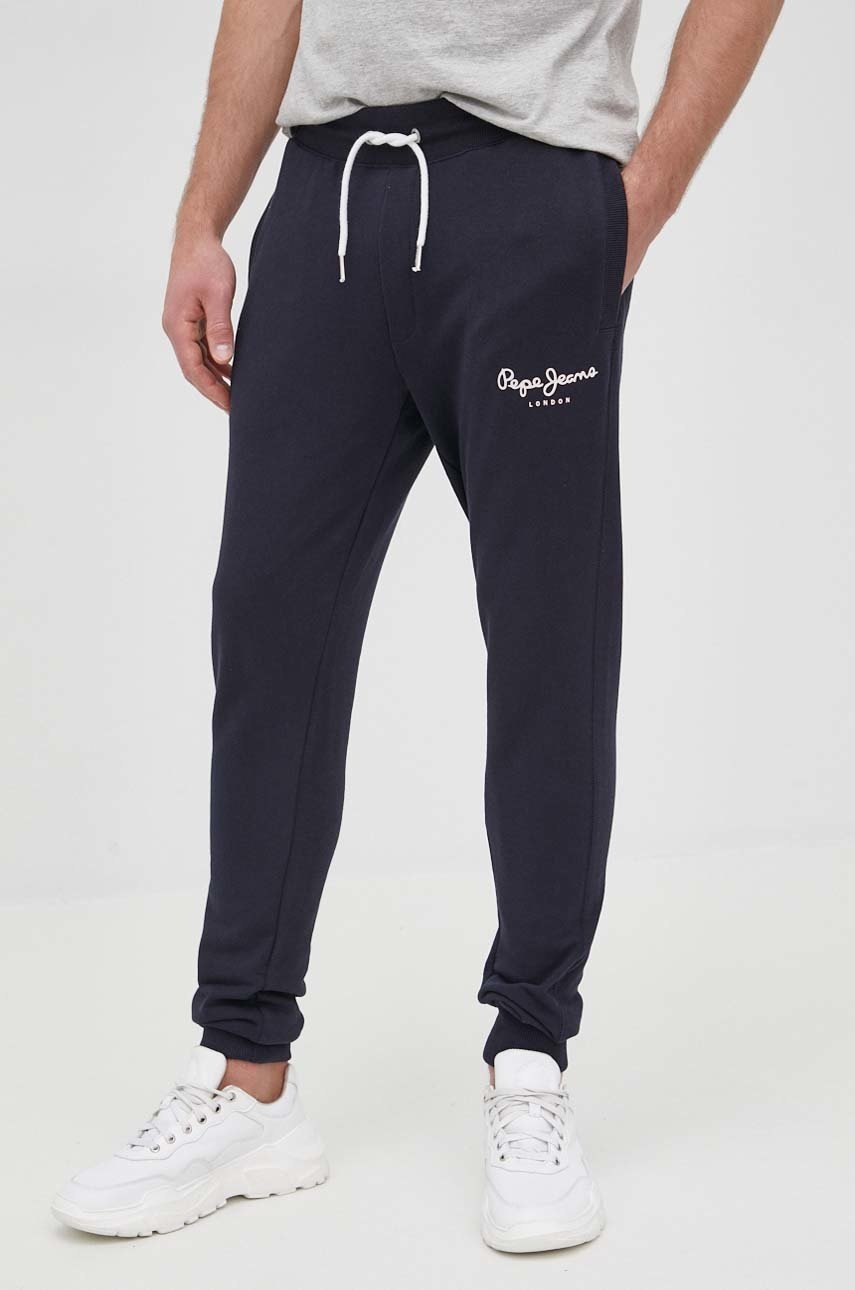 

Памучен панталон Pepe Jeans George Jogger мъжки в тъмносиньо с принт, Тъмносин
