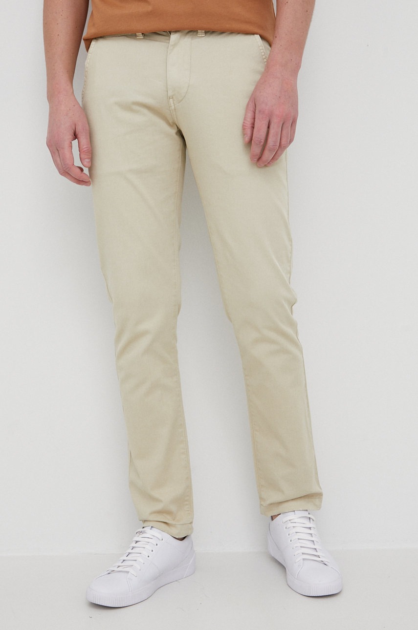 

Брюки Pepe Jeans Sloane мужские цвет бежевый фасон chinos