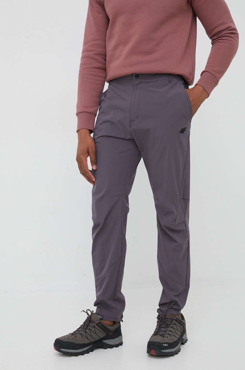 4f pantaloni de exterior barbati, culoarea gri, drept