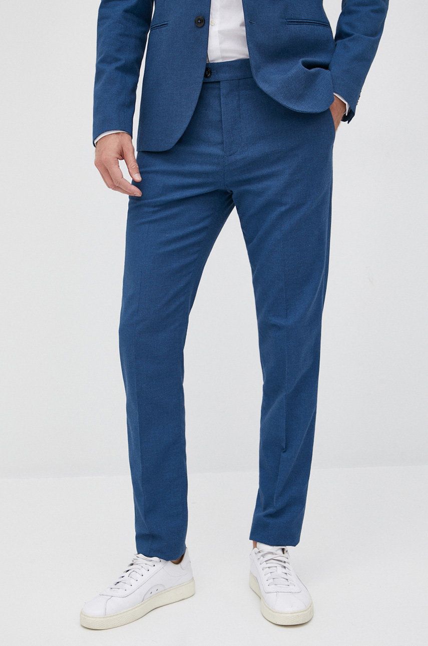 Sisley pantaloni barbati, culoarea albastru marin, mulata answear.ro