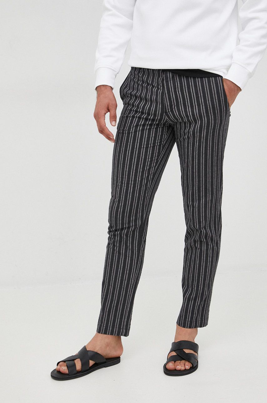 Sisley pantaloni barbati, culoarea negru, drept answear.ro
