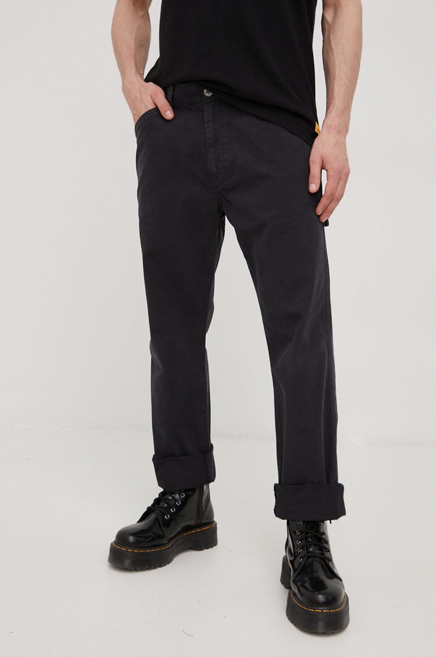 Levně Bavlněné kalhoty Superdry pánské, černá barva, ve střihu chinos
