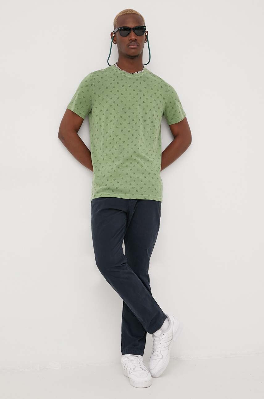 Superdry pantaloni barbati, culoarea albastru marin, cu fason chinos