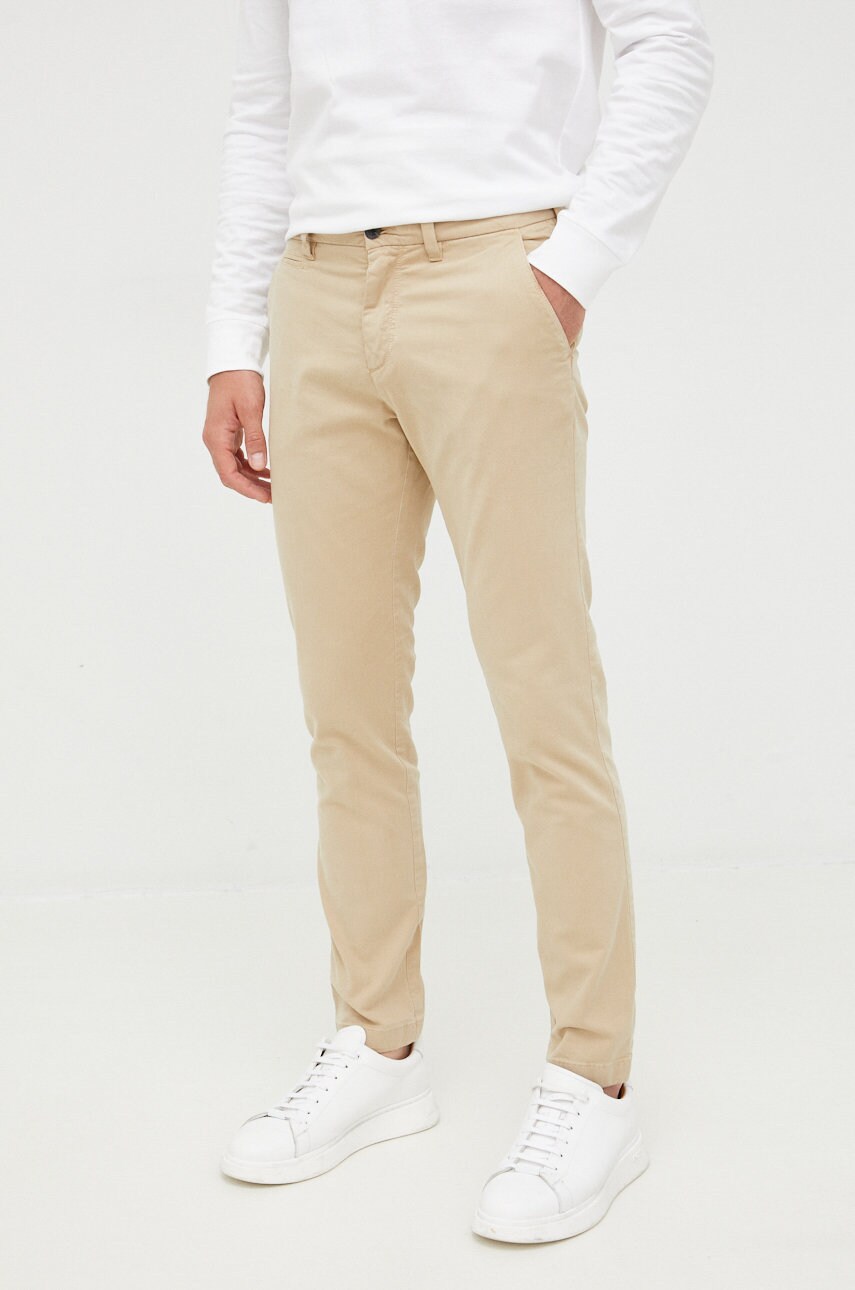 Lyle & scott pantaloni barbati, culoarea bej, mulata