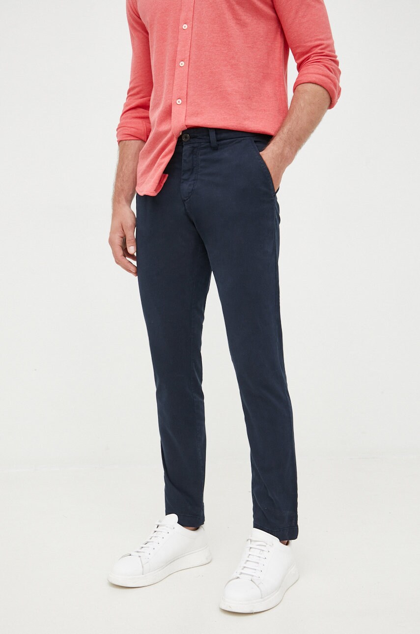Lyle & scott pantaloni barbati, culoarea albastru marin, mulata