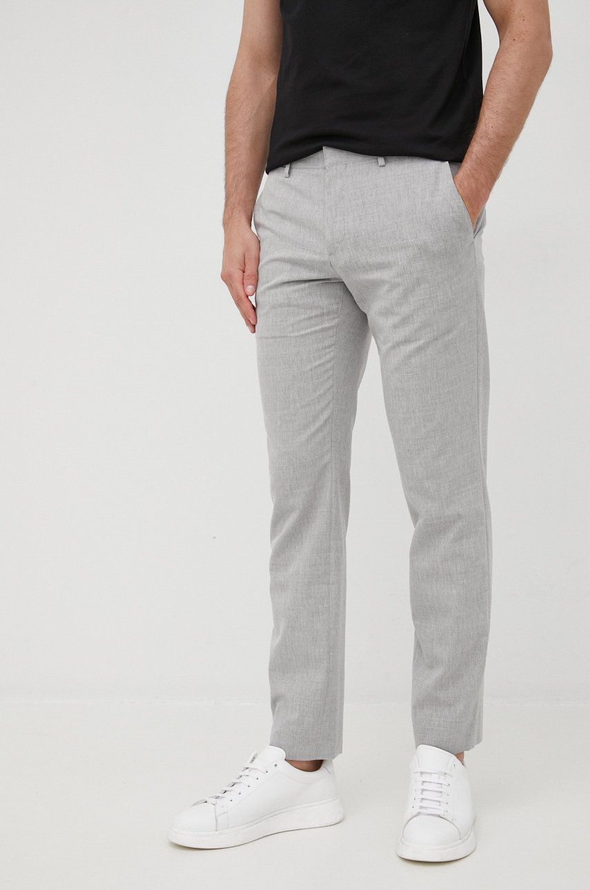 Tommy Hilfiger spodnie z domieszką wełny męskie kolor szary w fasonie chinos