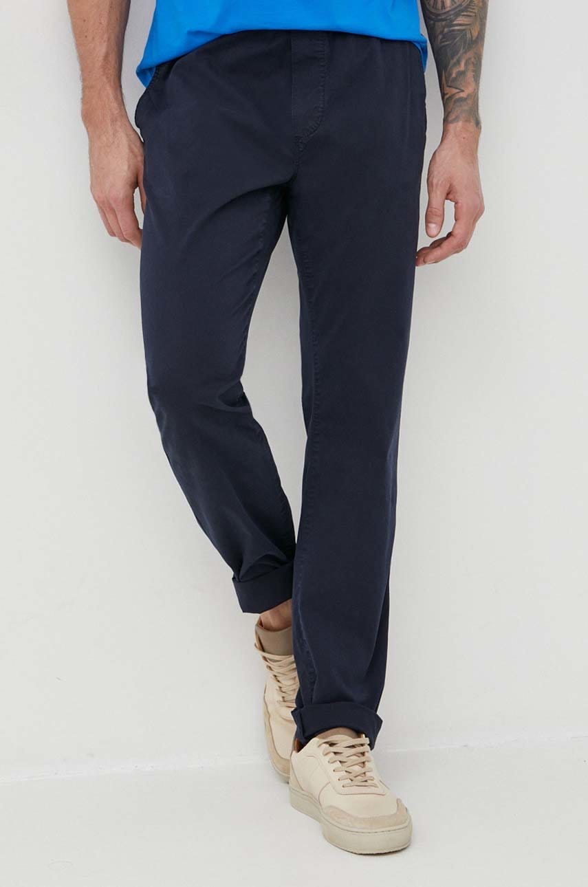 S.oliver pantaloni barbati, culoarea albastru marin, cu fason chinos