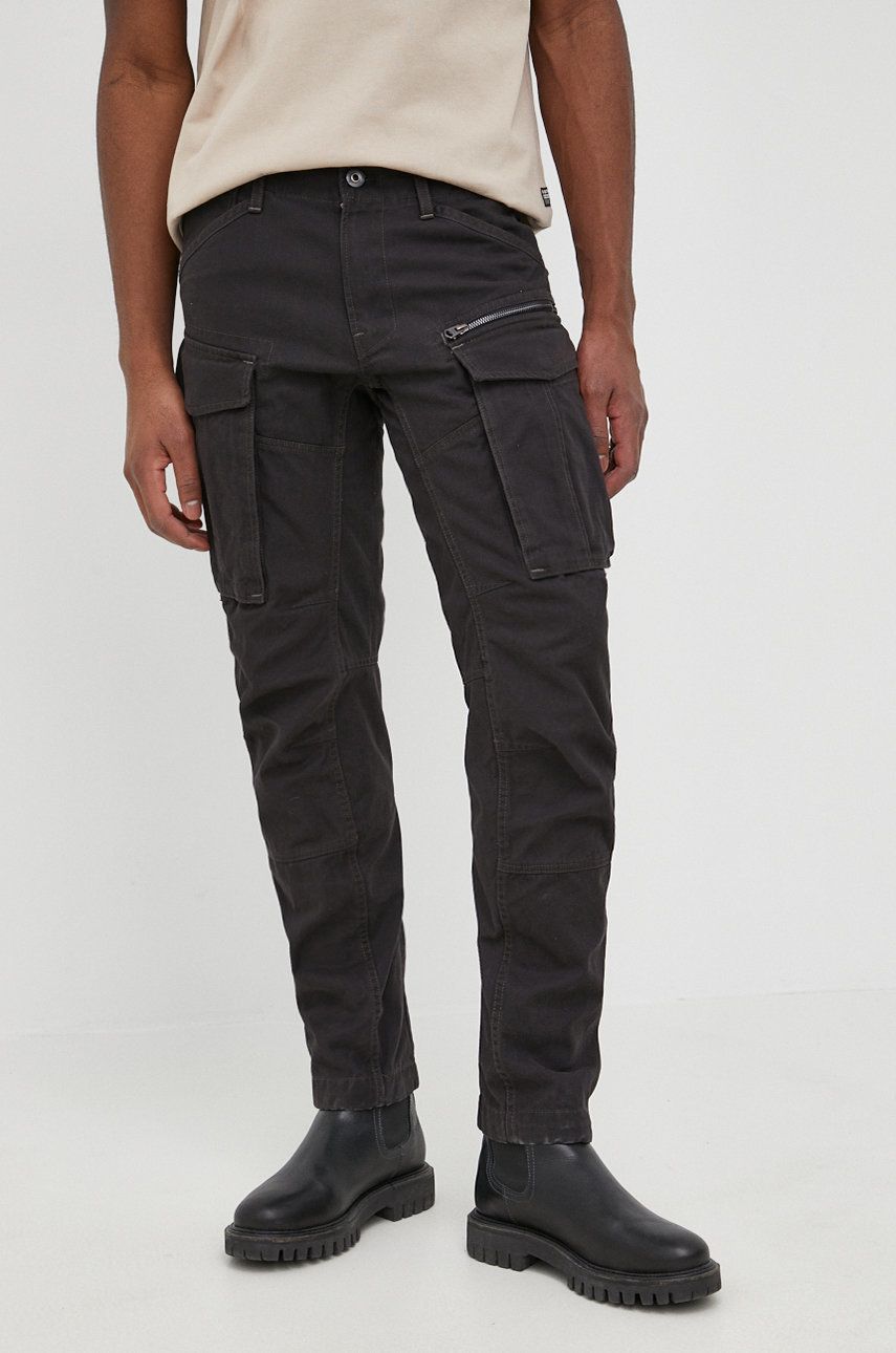 G-Star Raw pantaloni de bumbac barbati, culoarea negru, cu fason cargo ANSWEAR