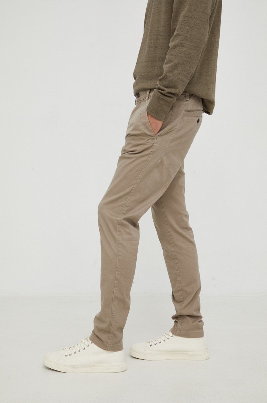 Kalhoty G-Star Raw pánské, béžová barva, ve střihu chinos - béžová -  Hlavní materiál: 97% Bavl