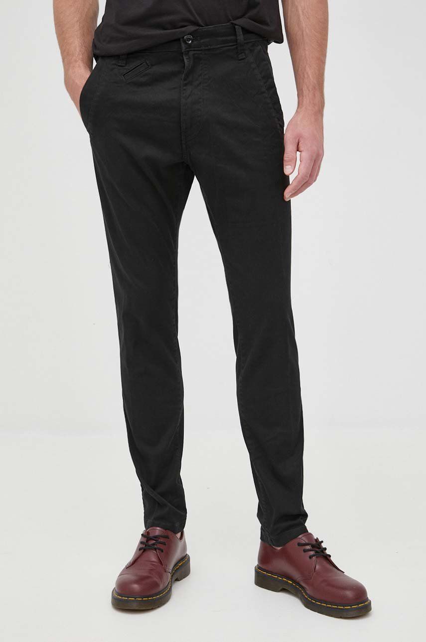 G-Star Raw pantaloni barbati, culoarea negru, cu fason chinos answear.ro