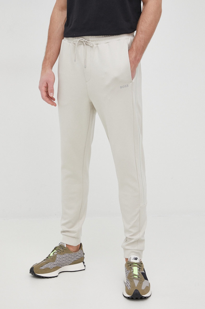 

Спортен панталон BOSS Boss Athleisure мъжки в бежово с изчистен дизайн, Бежов