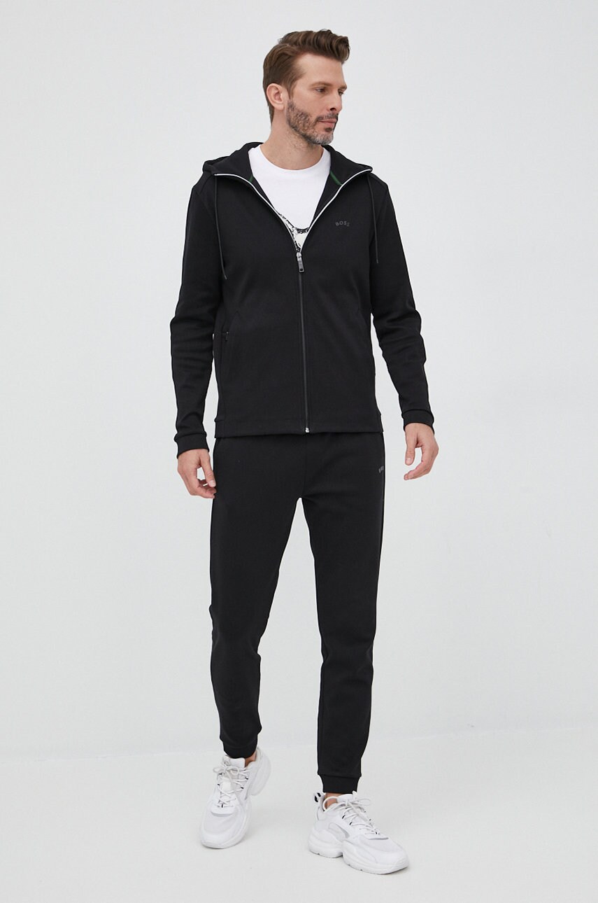

Бавовняні штани Boss Boss Athleisure чоловічі колір чорний однотонні